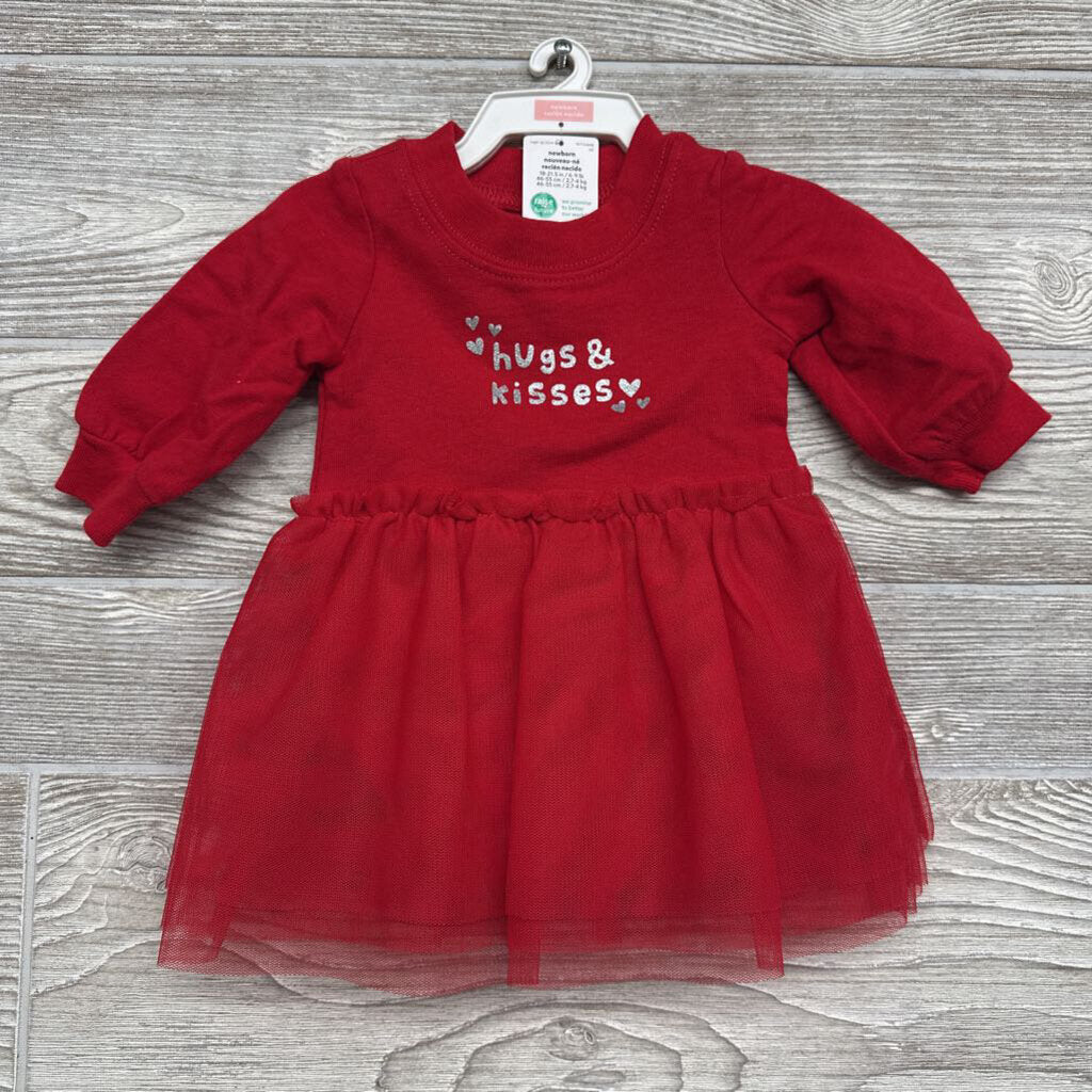 NEW LS Tulle Dress Hugs & Kisses NB
