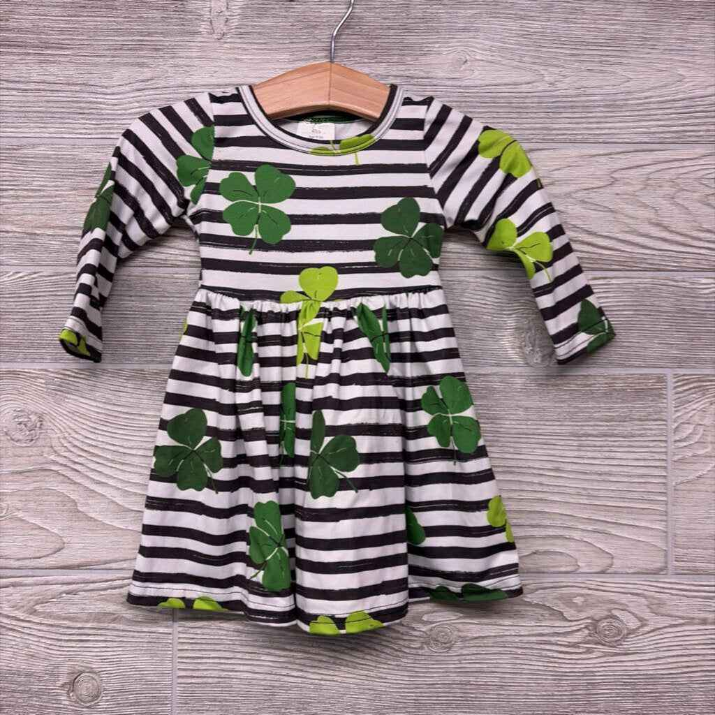 LS Dress Stripes Shamrocks 0-3m