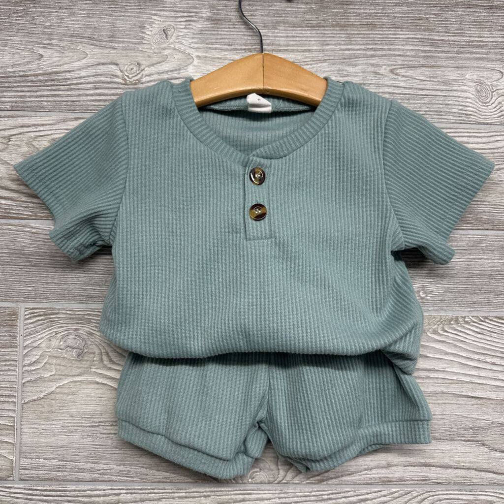 Henley Ribbed Shirt & Shorts 18M