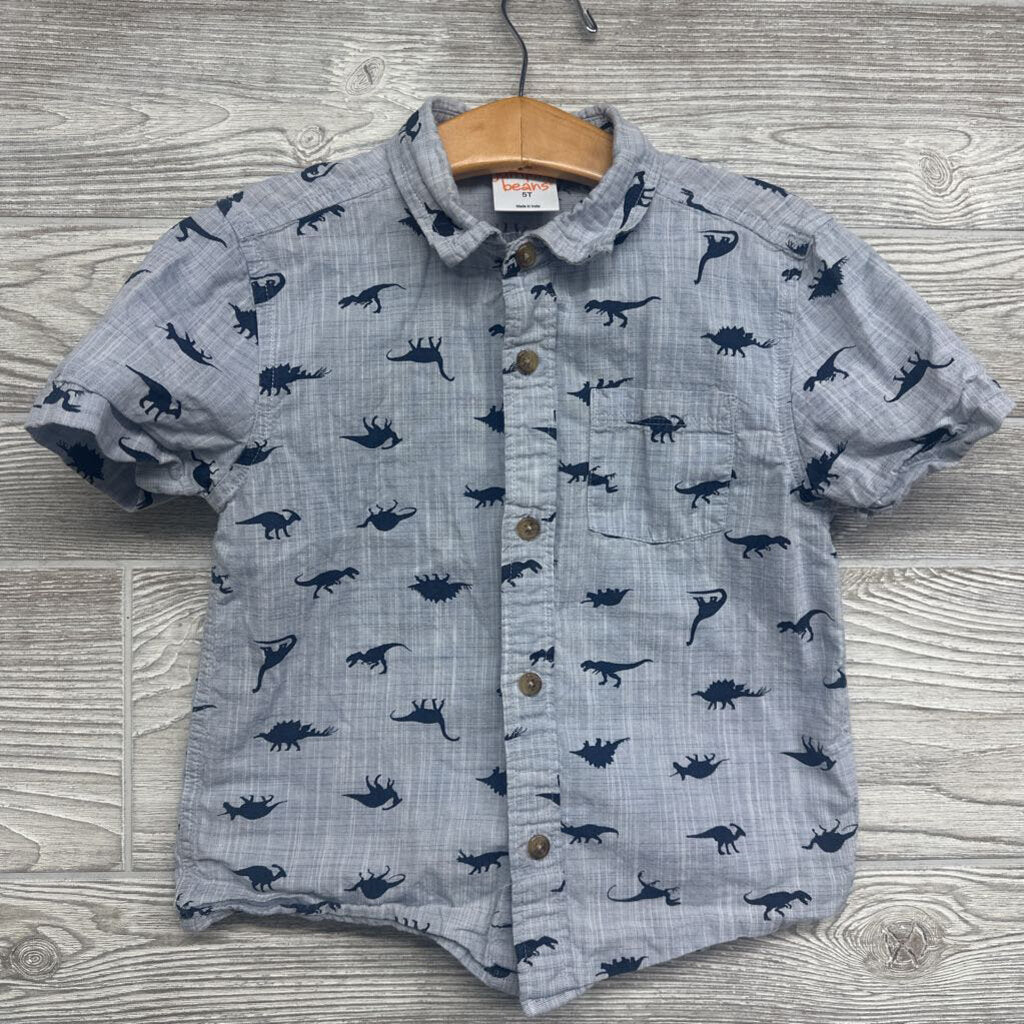 SS Button Up Shirt Dinosaurs 5t