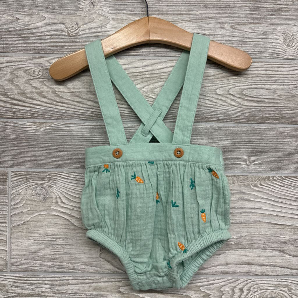 Gauze Suspender Outfit Embroidered Carrots 3-6m