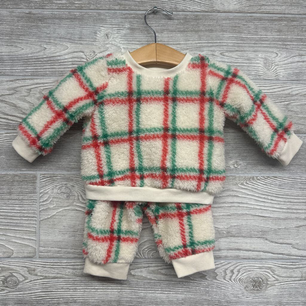 Sherpa Crewneck & Pants Gingham 0-3M