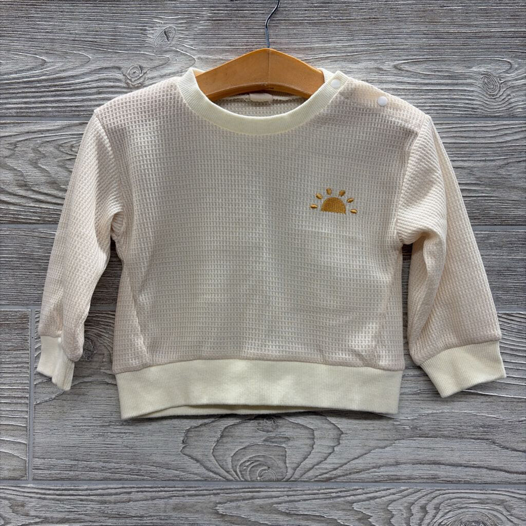 LS Waffle Knit Shirt Embroidered Sun 18m