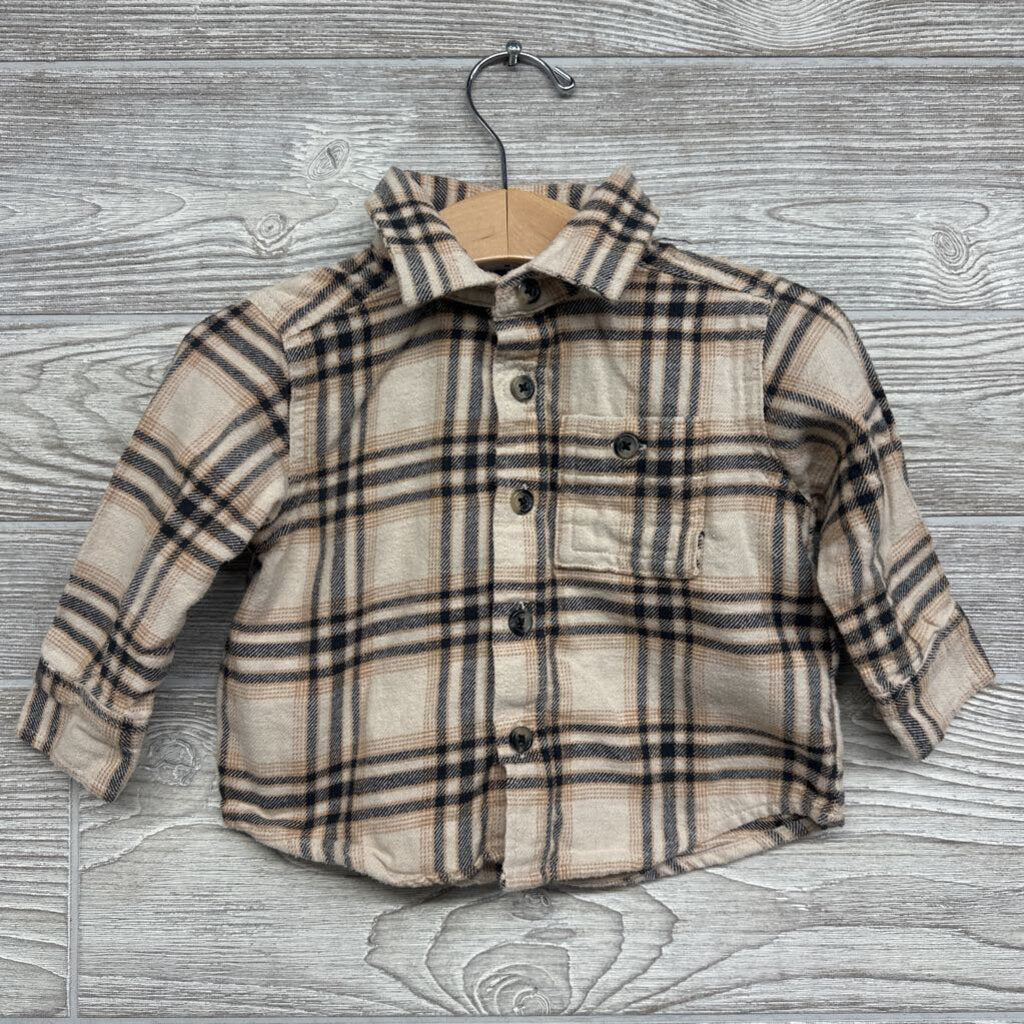 LS Plaid Button Up Flannel Shirt 12-18m