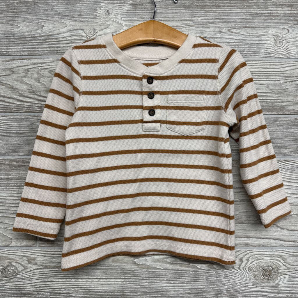 LS Waffle Knit Henley Shirt Stripes 3t