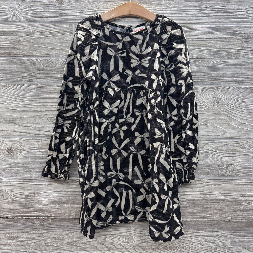 LS Dress Foil Stripes Bows 6-7