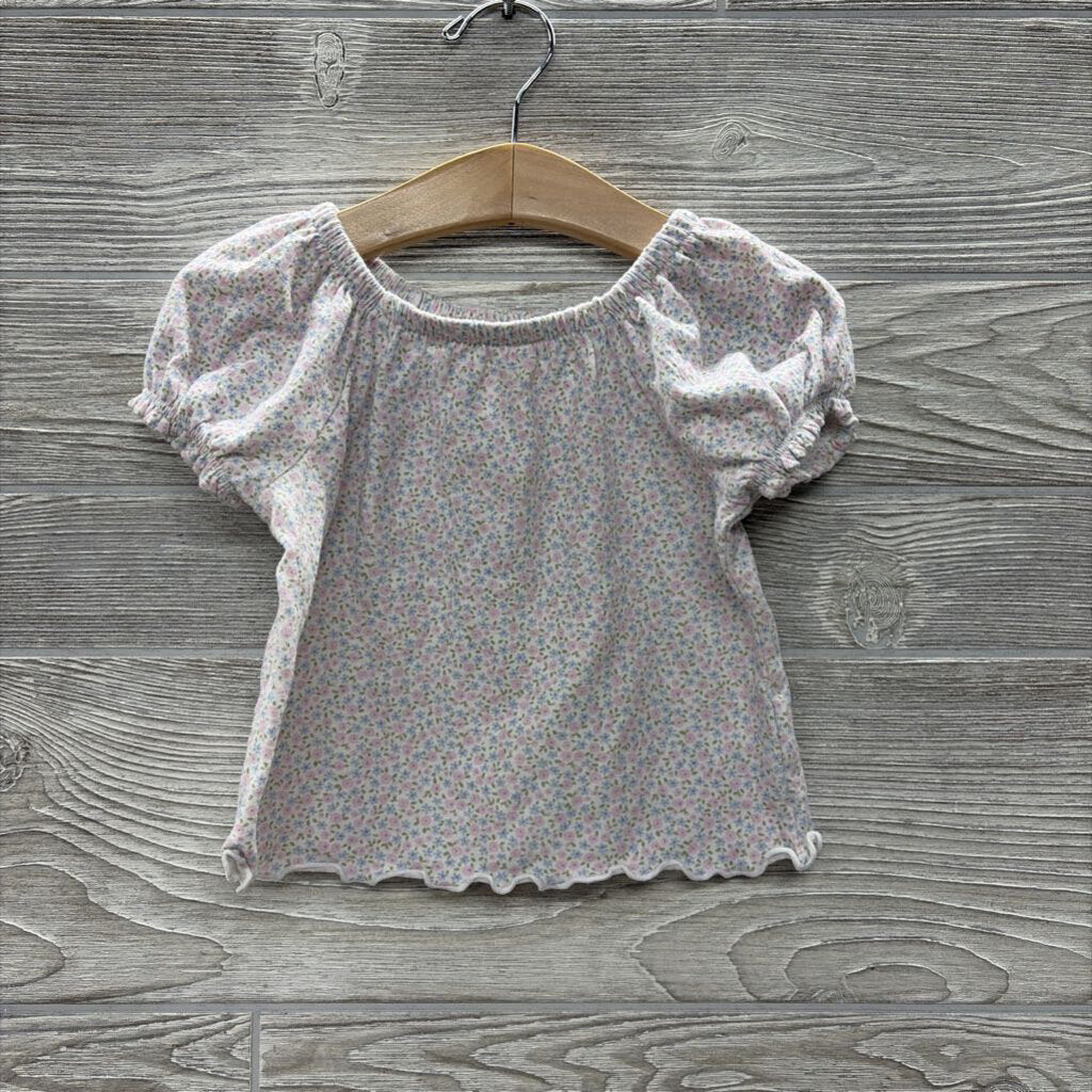 Puff Sleeve Shirt Flowers 2t