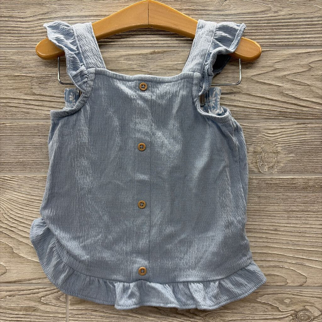 Button Up Flutter Sleeve Shirt & Skort Flowers 2t