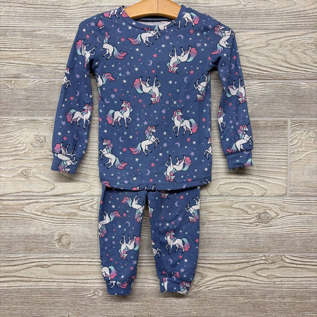 2 Pc LS Snug Fit PJs Unicorns Stars 2t