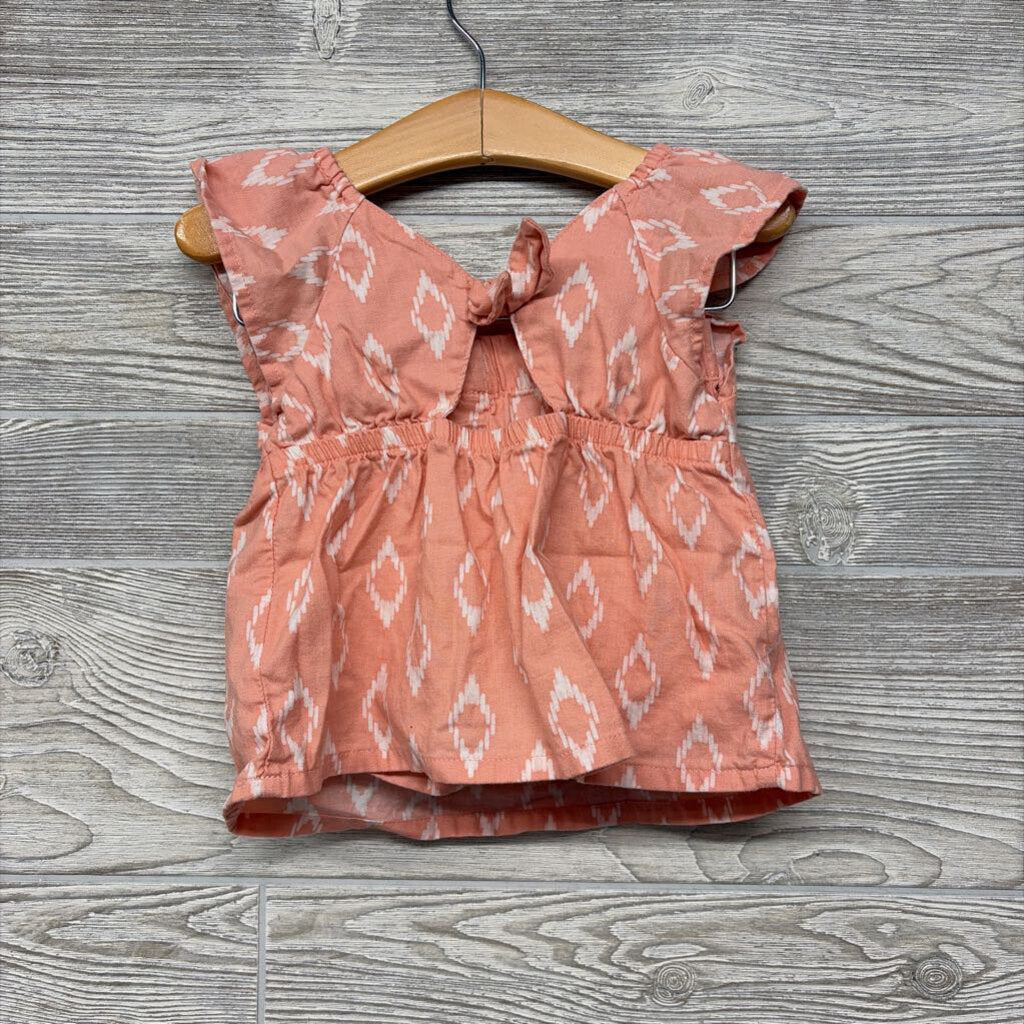 Peplum Shirt & Shorts Printed Keyhole Back 2t