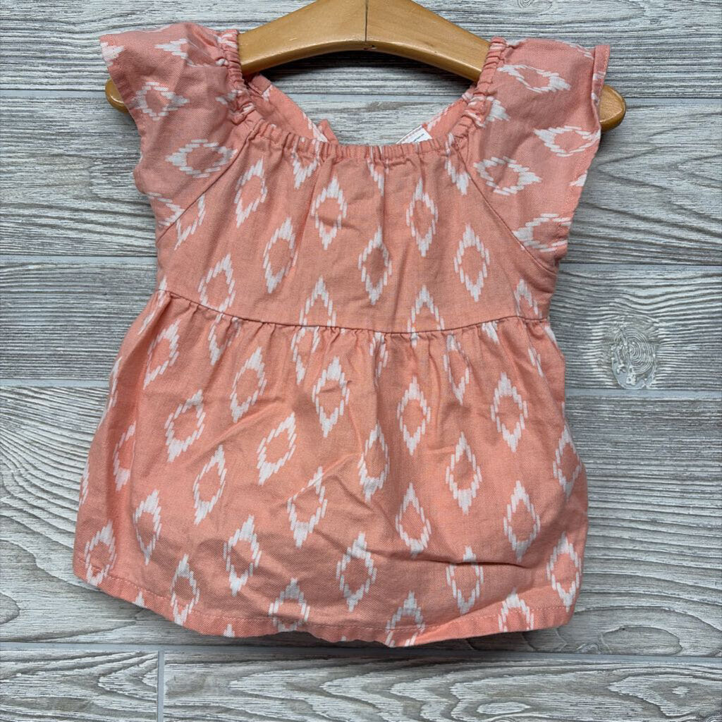 Peplum Shirt & Shorts Printed Keyhole Back 2t