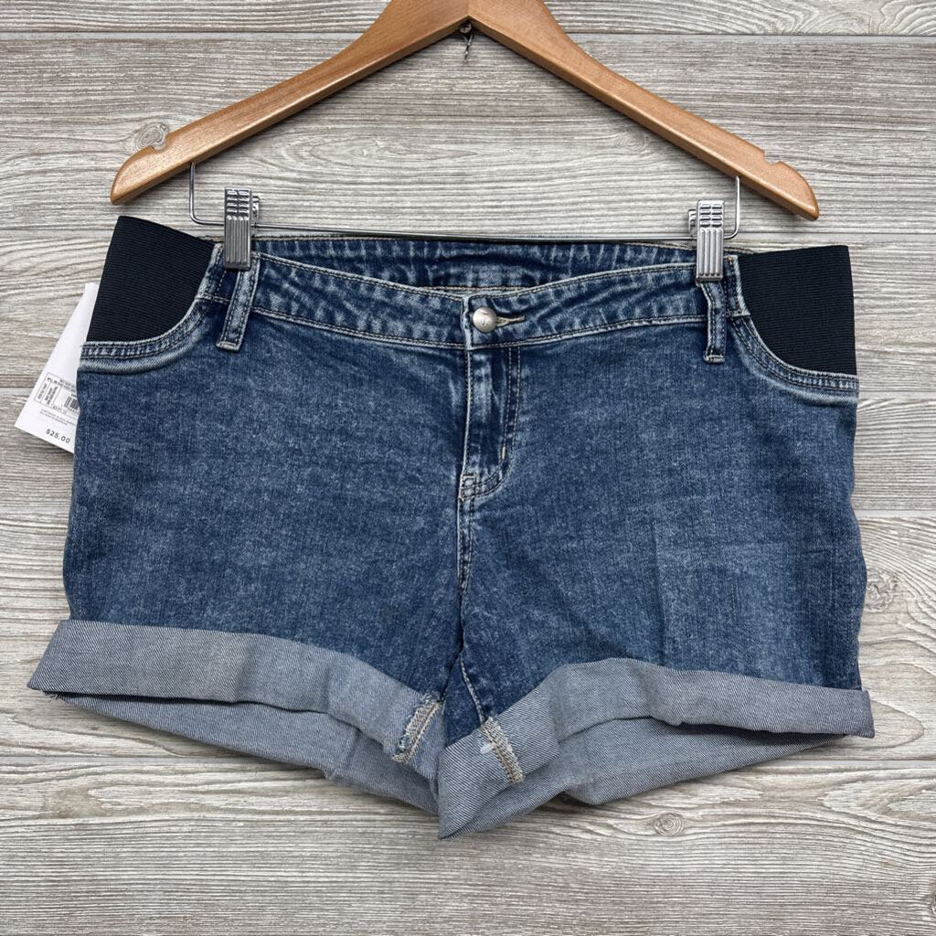 NEW Side Panel Denim Midi Shorts Cuffed 8/Med
