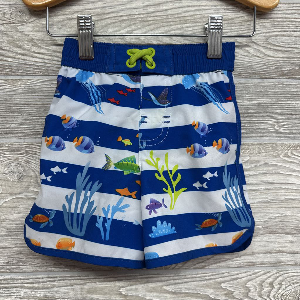 Swim Trunks Stripes Fish 12M
