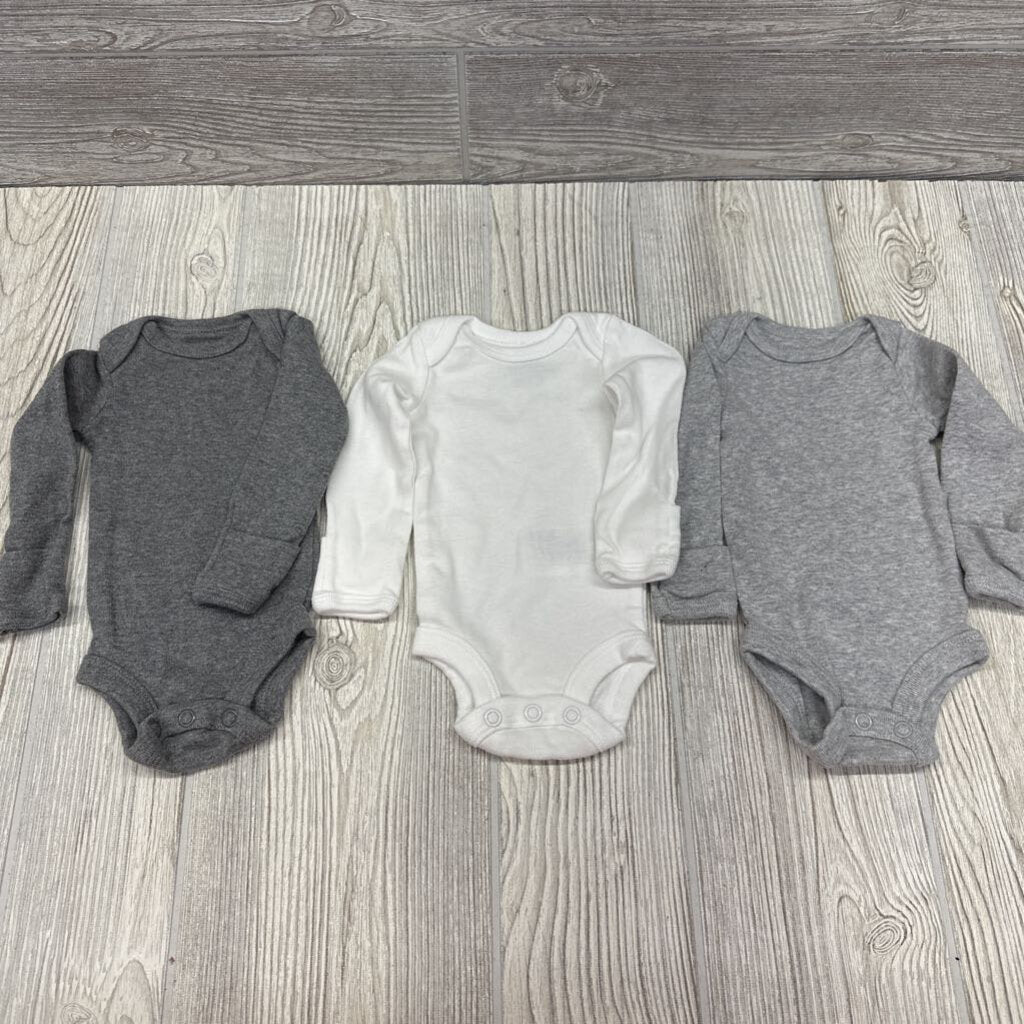 3 Pk LS Bodysuits Preemie