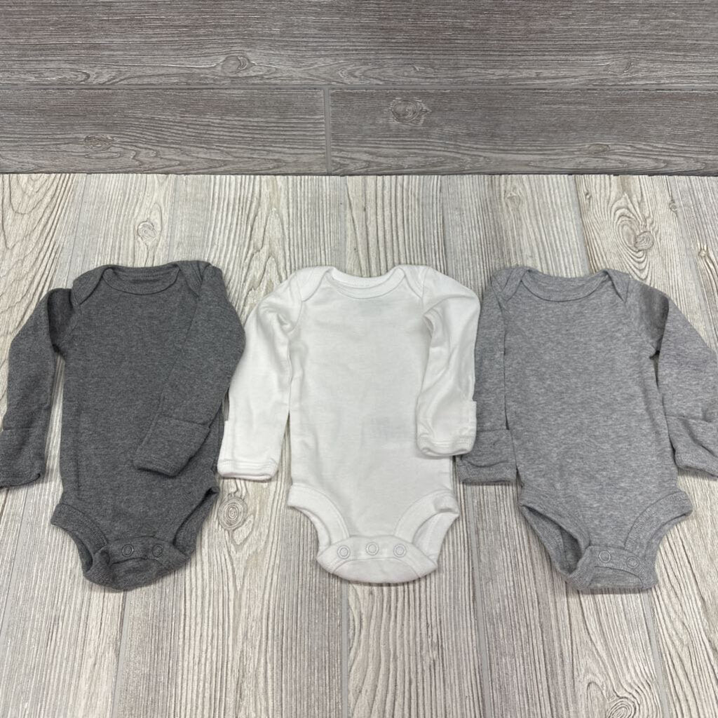 3 Pk LS Bodysuits Preemie