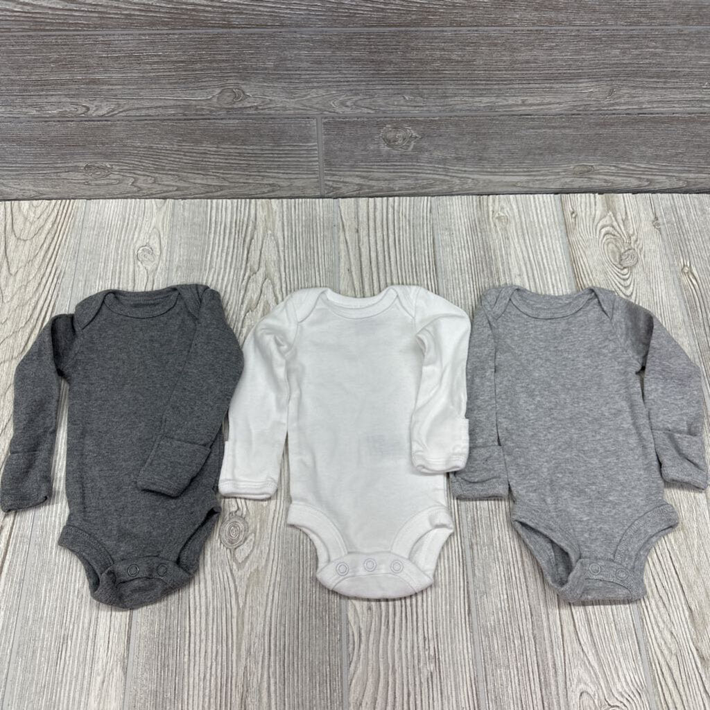 3 Pk LS Bodysuits Preemie