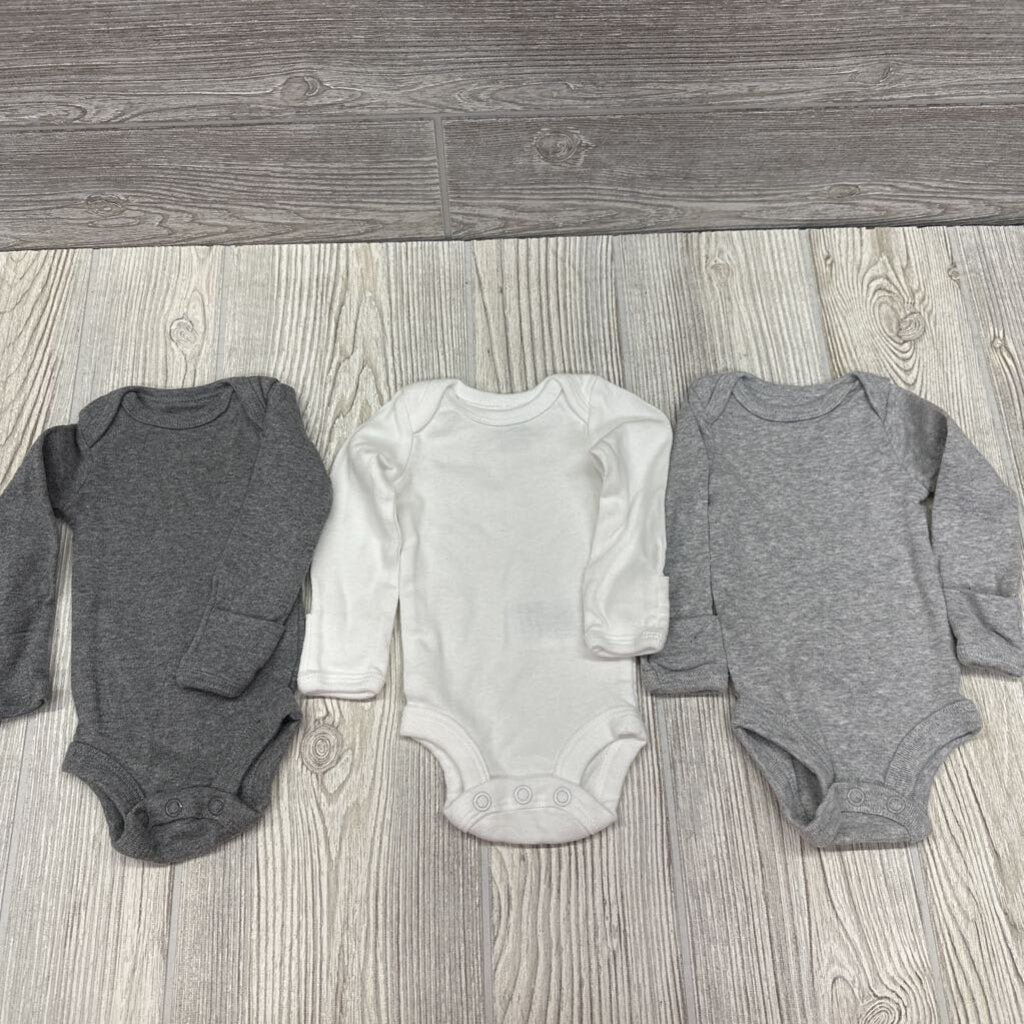 3 Pk LS Bodysuits Preemie
