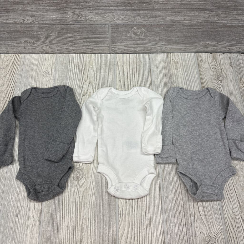 3 Pk LS Bodysuits Preemie