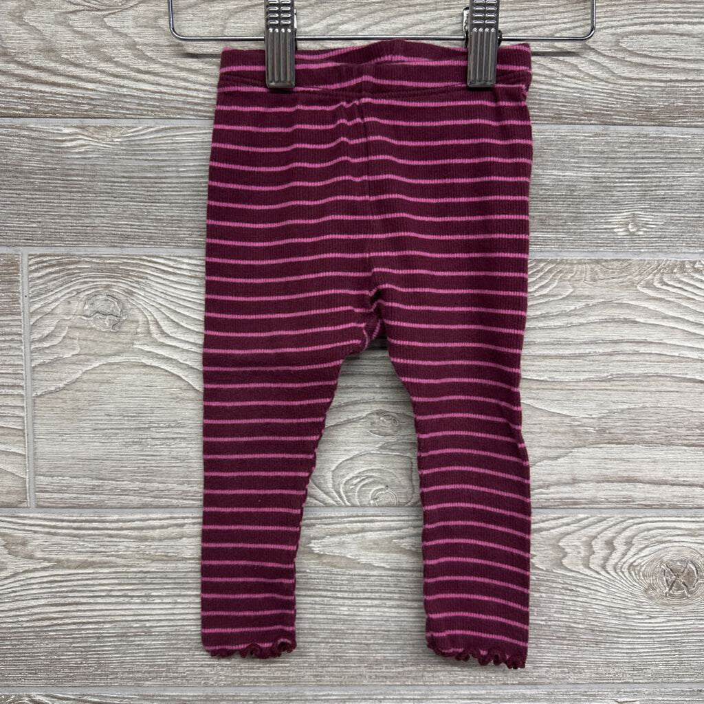 Ribbed Leggings Stripes Lettuce Trim 12-18m