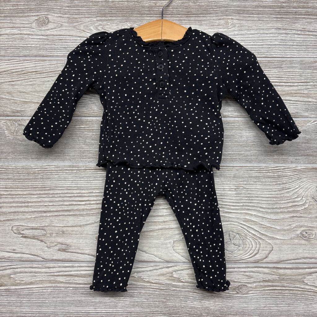 LS Ribbed Shirt & Leggings Dots 3-6m