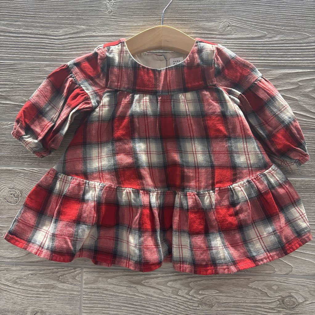 LS Plaid Dress 3-6m