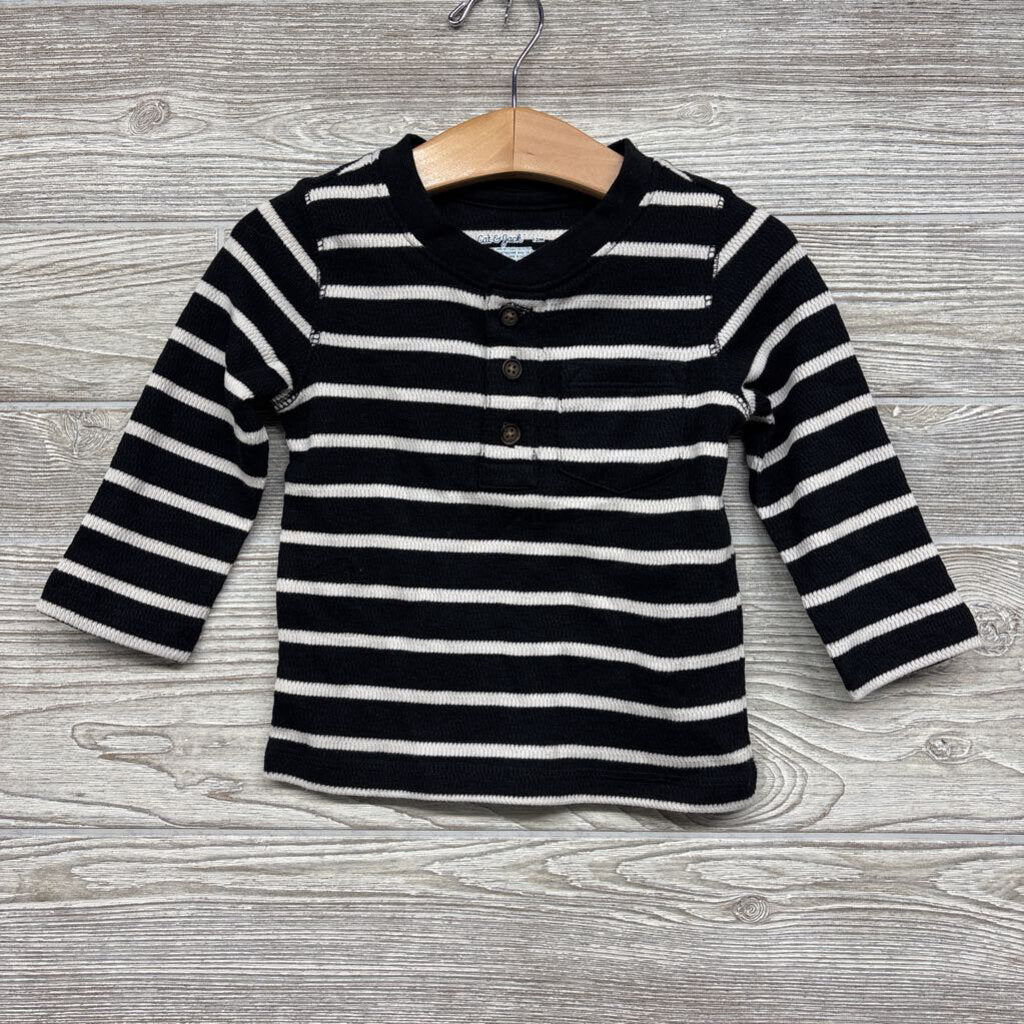 NEW LS Waffle Knit Henley Shirt Stripes 2t