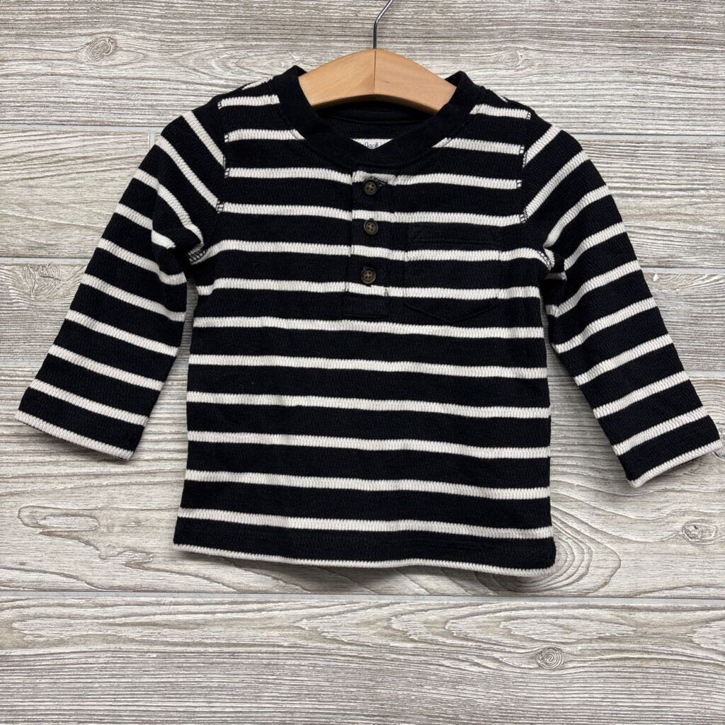NEW LS Waffle Knit Henley Shirt Stripes 3t