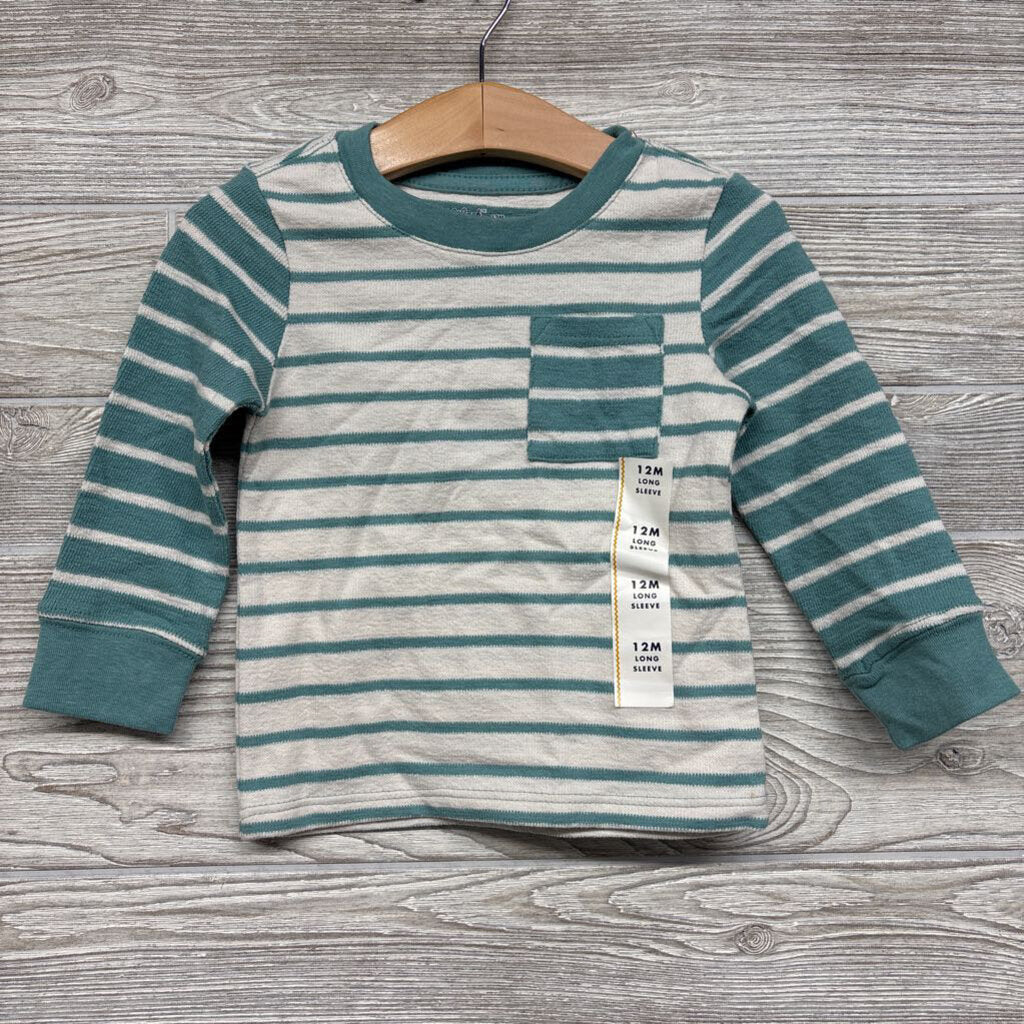 NEW LS Textured Shirt Stripes Chest Pocket 12m