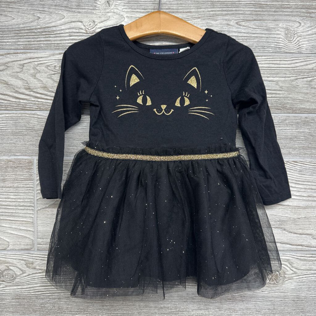 NEW LS Tulle Dress Glitter Cat Face 12-18m