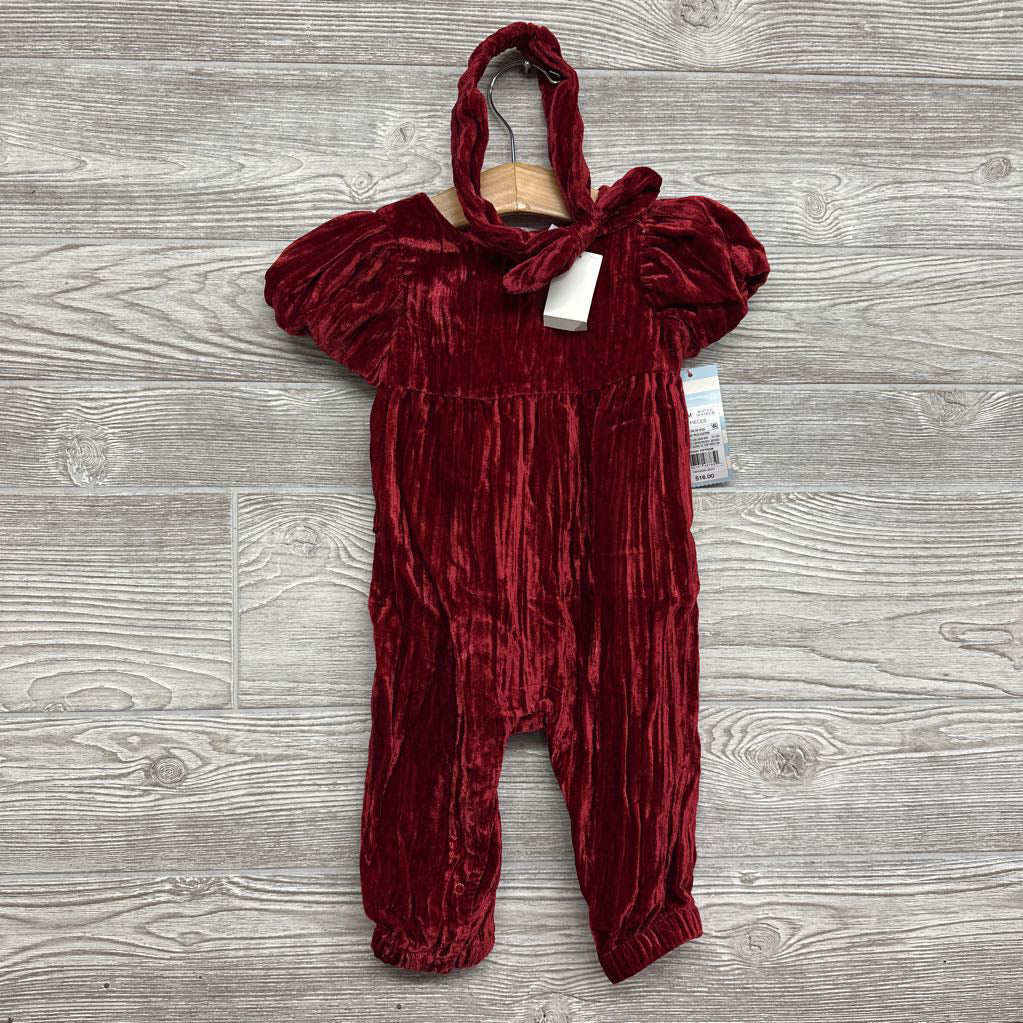 NEW Velour Outfit W/ Headband 6M