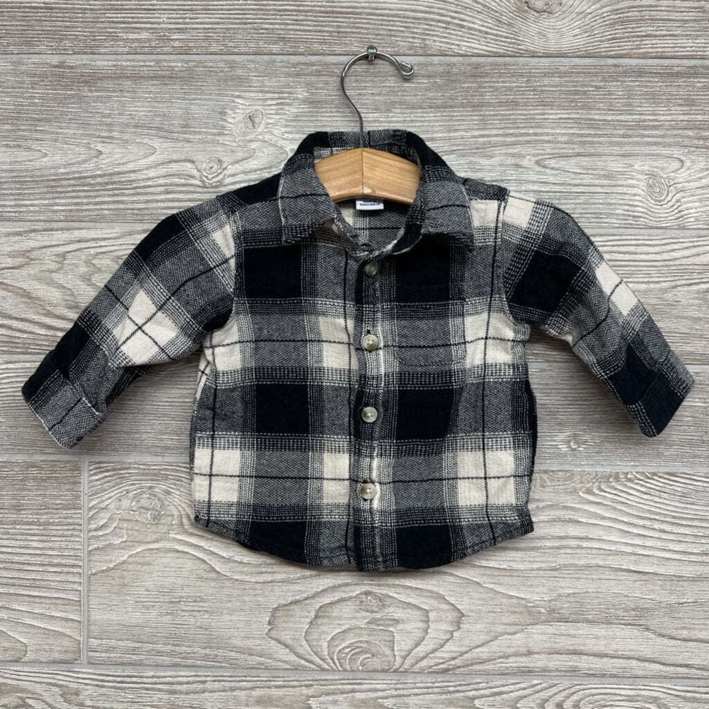 LS Plaid Button Up Flannel Shirt 3-6m