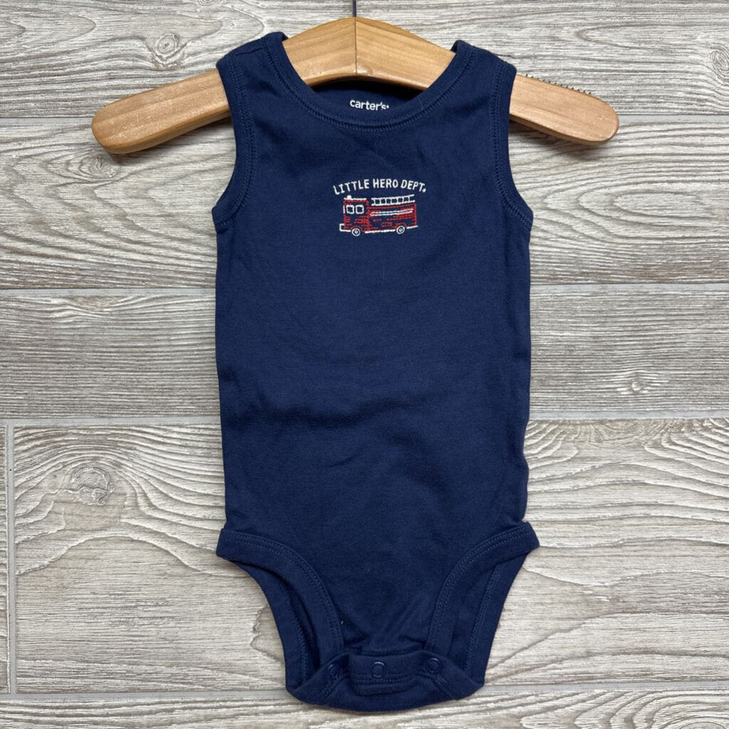 3 Pk Tank Bodysuits Fire Truck Stripes 6m