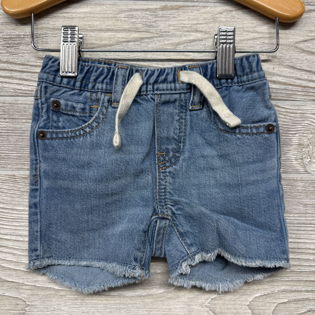 Pull On Drawstring Denim Shorts Frayed 6-12m