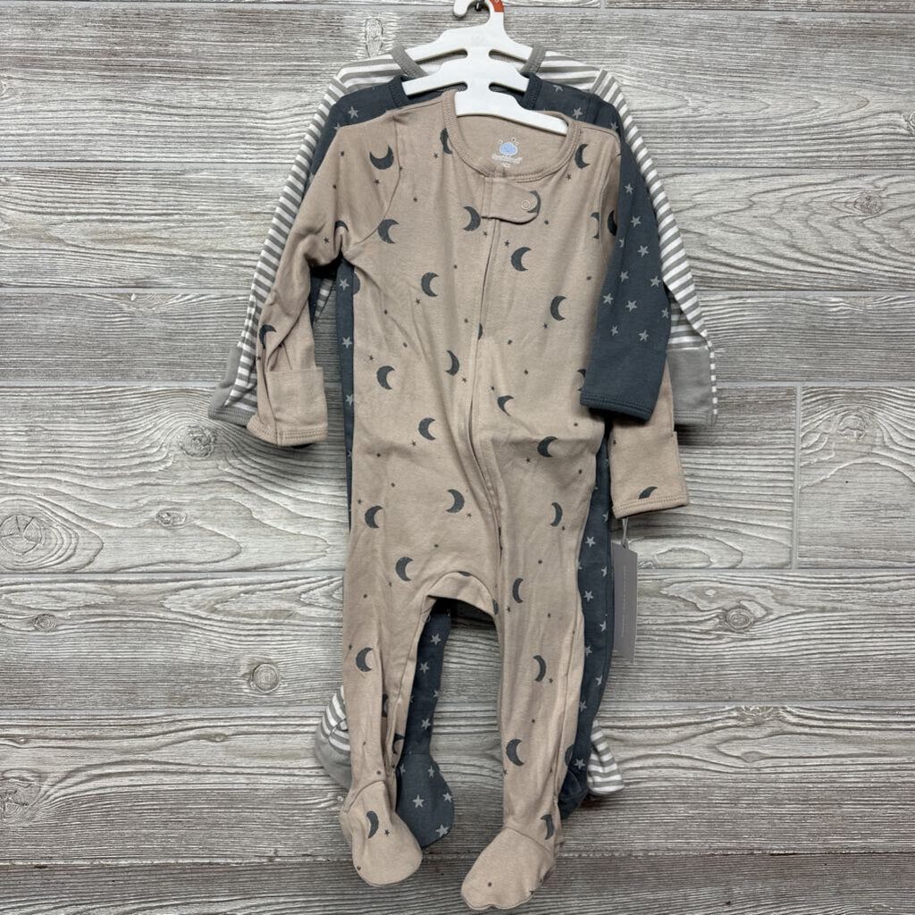 NEW 3 Pk Sleepers Clouds Stars Stripes 6-9m