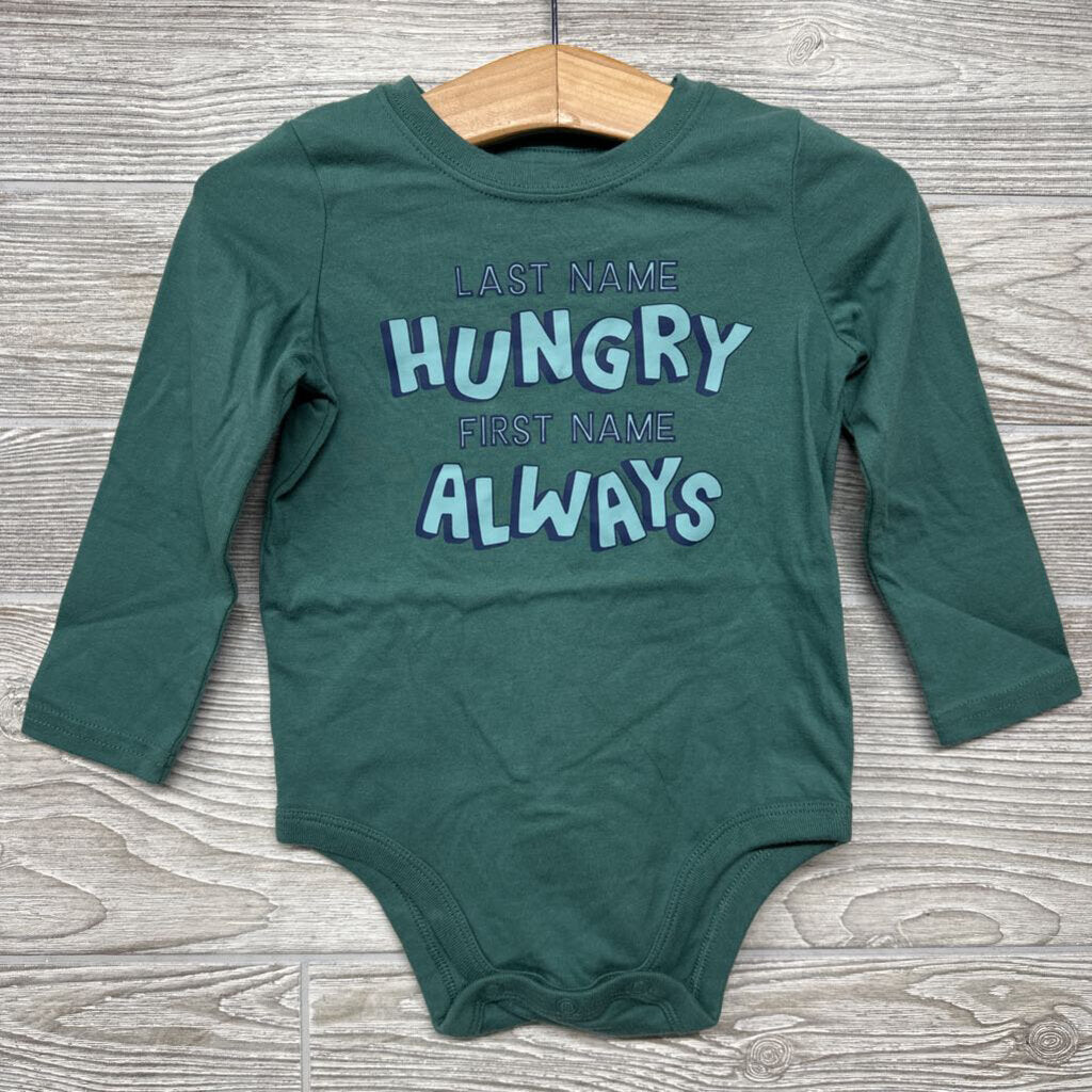 LS Bodysuit Last Name Hungry First Name Always 18m