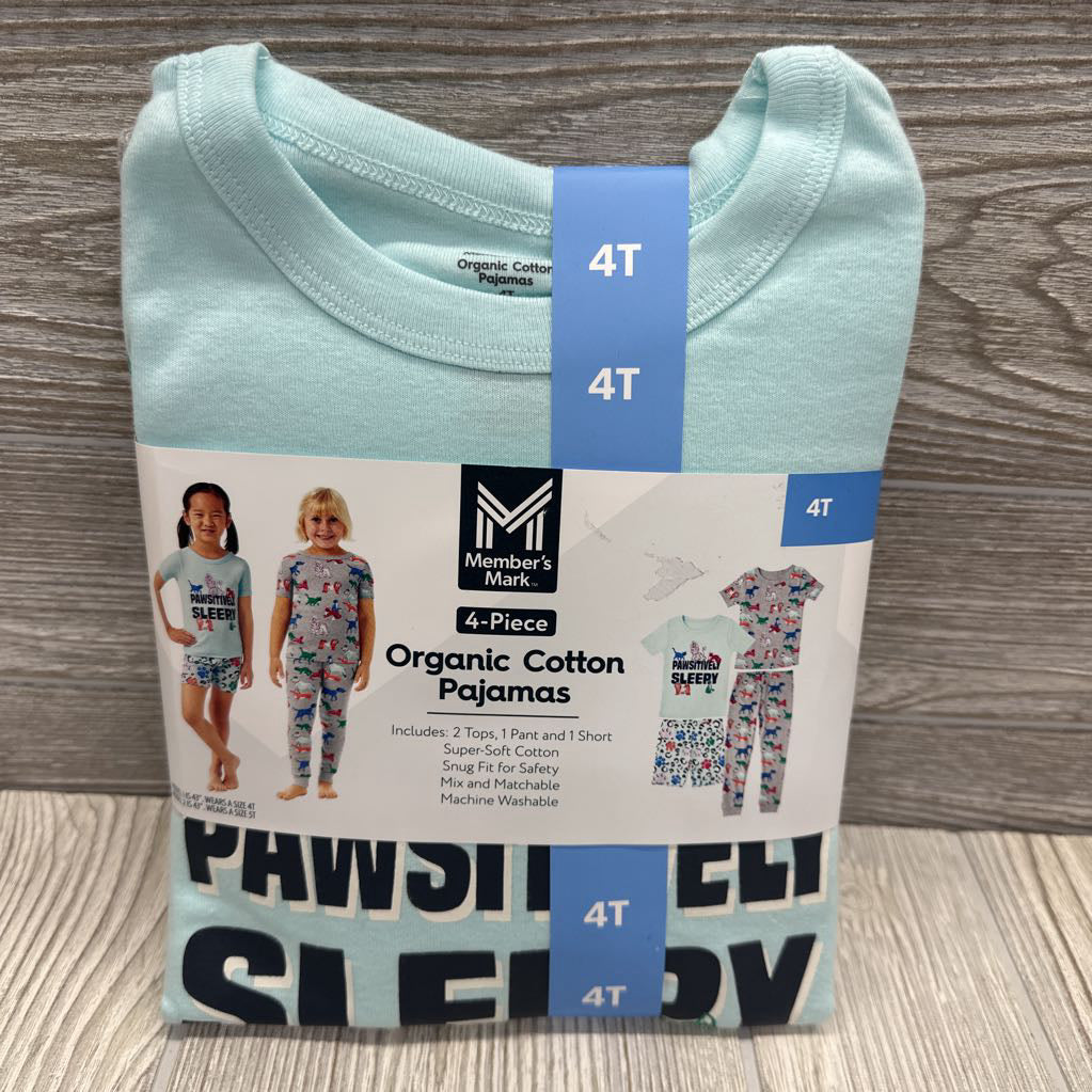 NEW 4 Pc Organic Pj Pawsitively Sleepy 4t