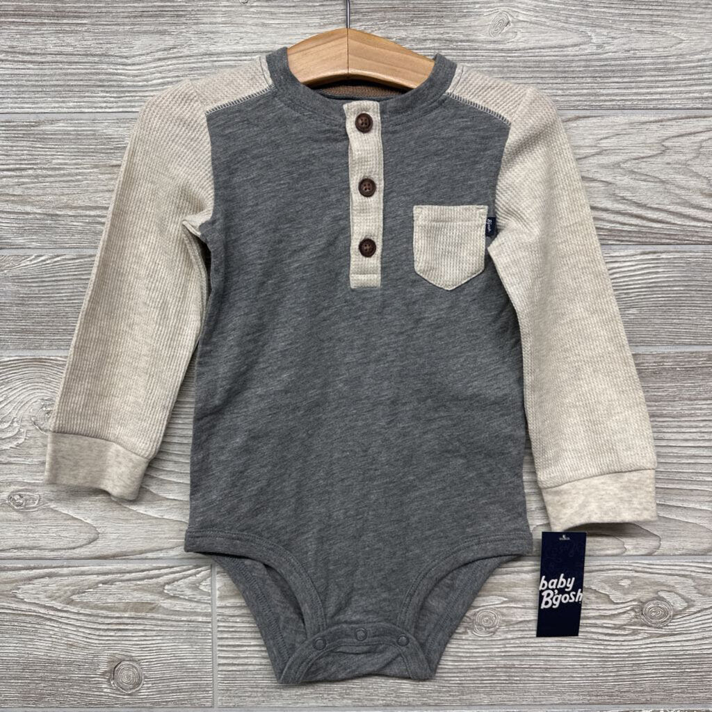 NEW LS Henley Bodysuit Chest Pocket 24m