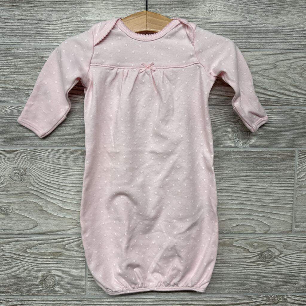 LS PJ Gown Dots Bow 0-3m