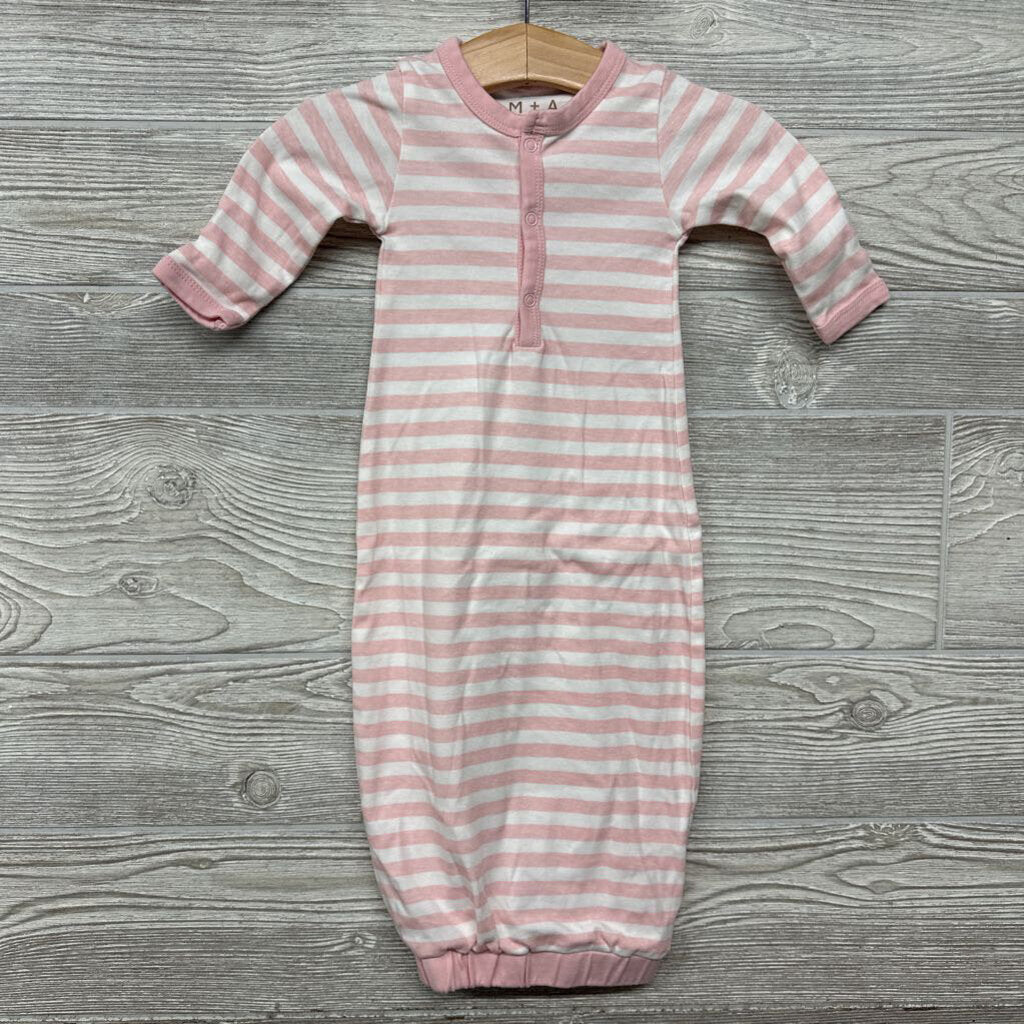 LS PJ Gown Stripes 0-3m