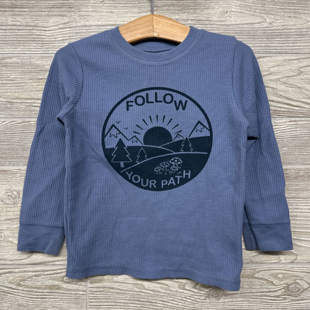 LS Waffle Knit Shirt Follow Your Path 3t