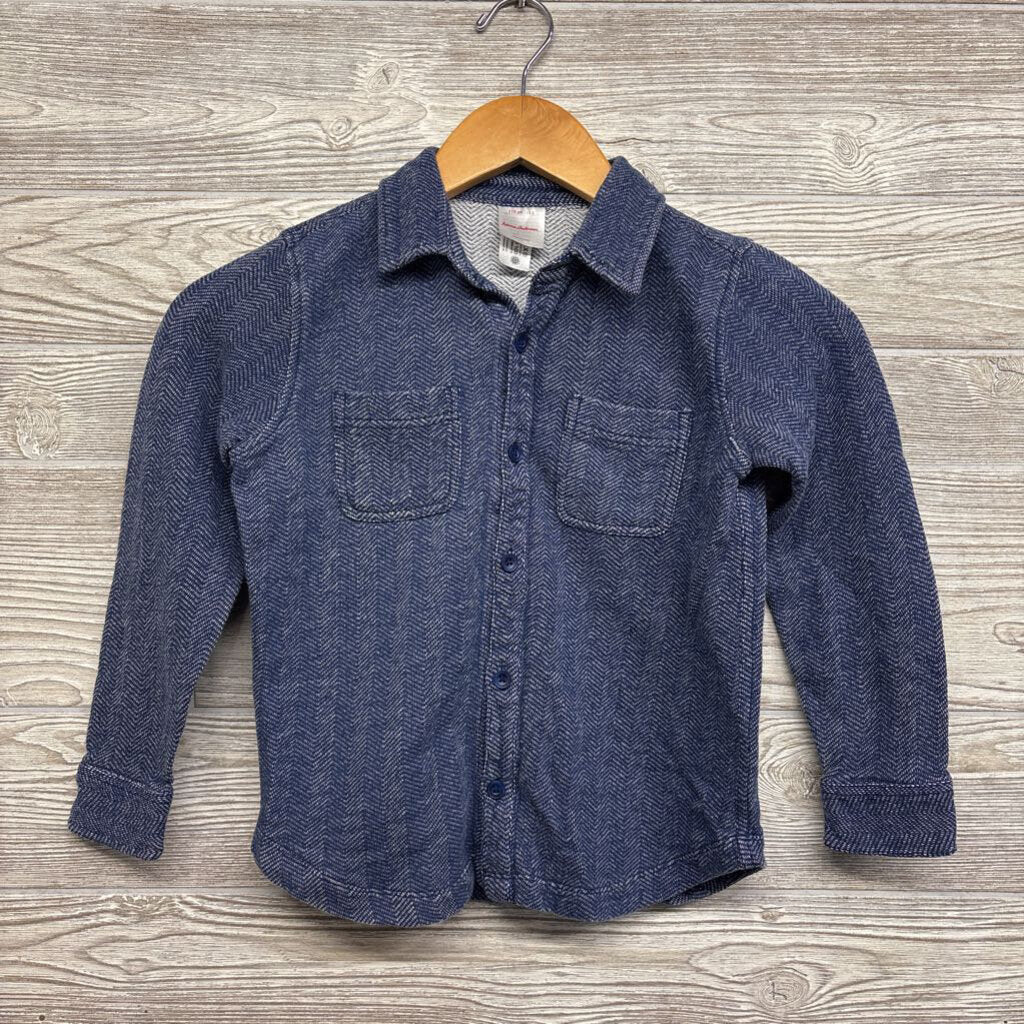 LS French Terry Button Up Shirt Chest Pockets 5