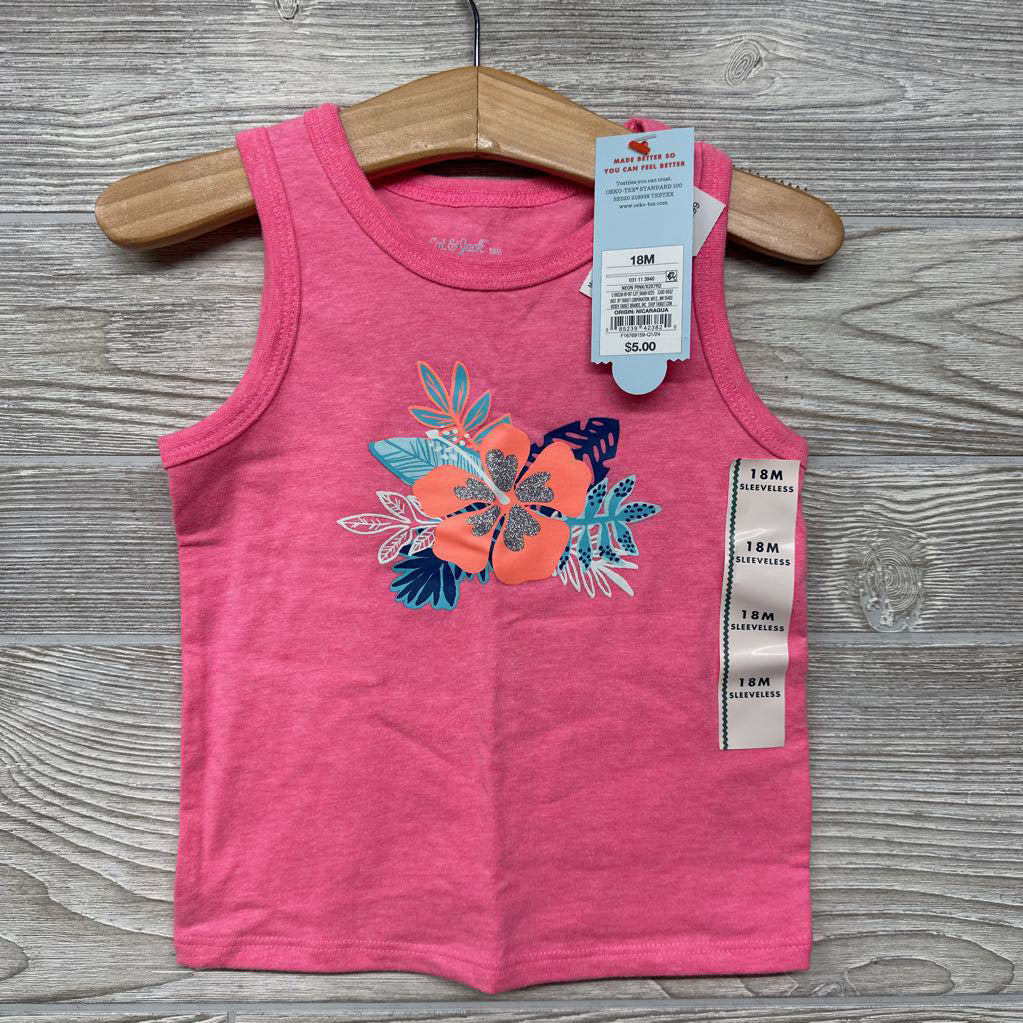 NEW Tank Top Flowers Glitter 18m