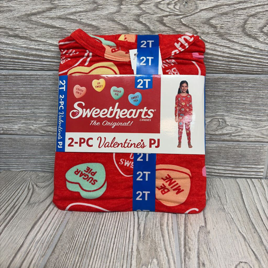 NEW 2 Pc LS Bamboo PJs Conversation Hearts 2t