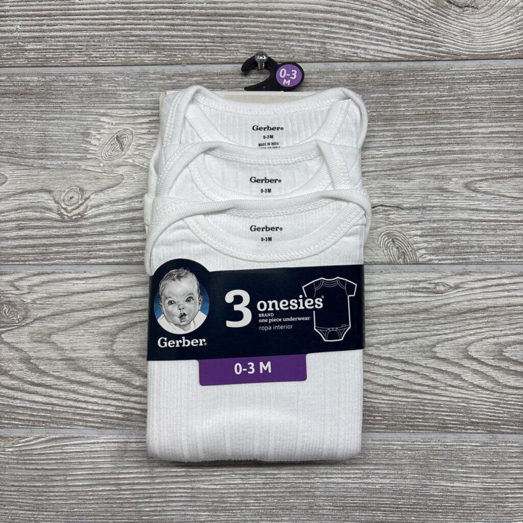 NEW 3 Pk Ribbed Onesies 0-3M