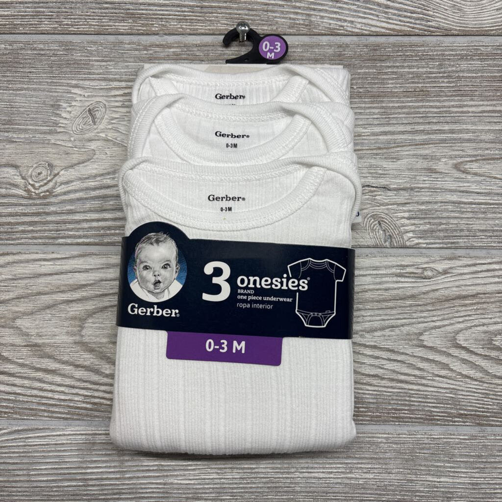 NEW 3 Pk Ribbed Onesies 0-3M