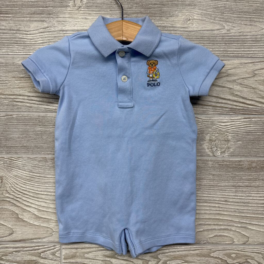 Polo Shorty Romper Embroidered Bear 6m