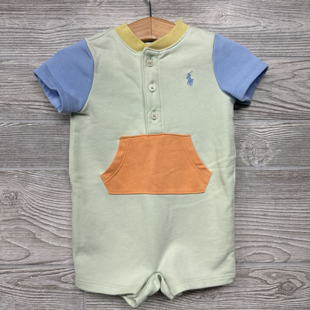 Henley Shorty Romper Kangaroo Pocket 6m