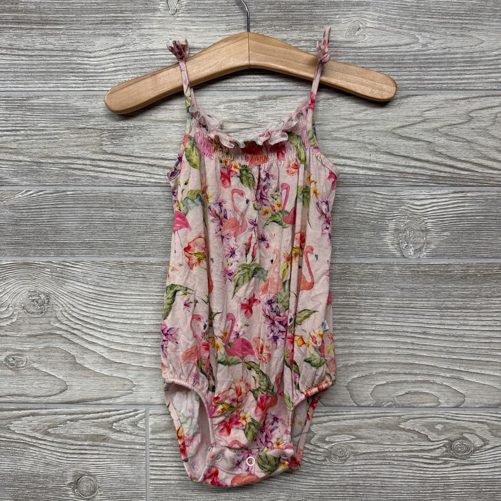 Bamboo Tank Smocked Romper Flowers 12-18m