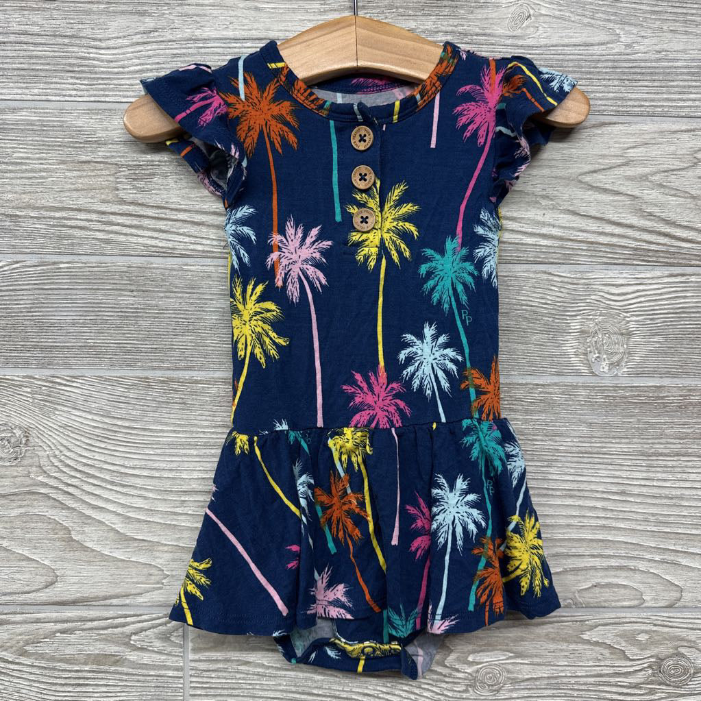 Bamboo Flutter Sleeve Dress Palm Trees 12-18m