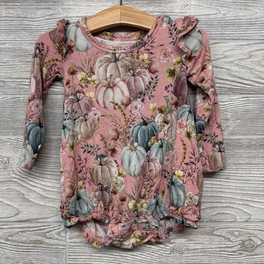 Bamboo Flutter Sleeve Romper Flowers Pumpkins 12-18m